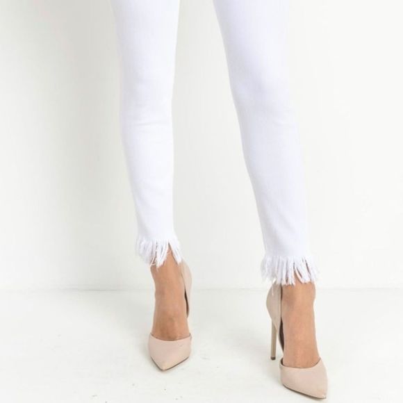 just black white frayed jeans